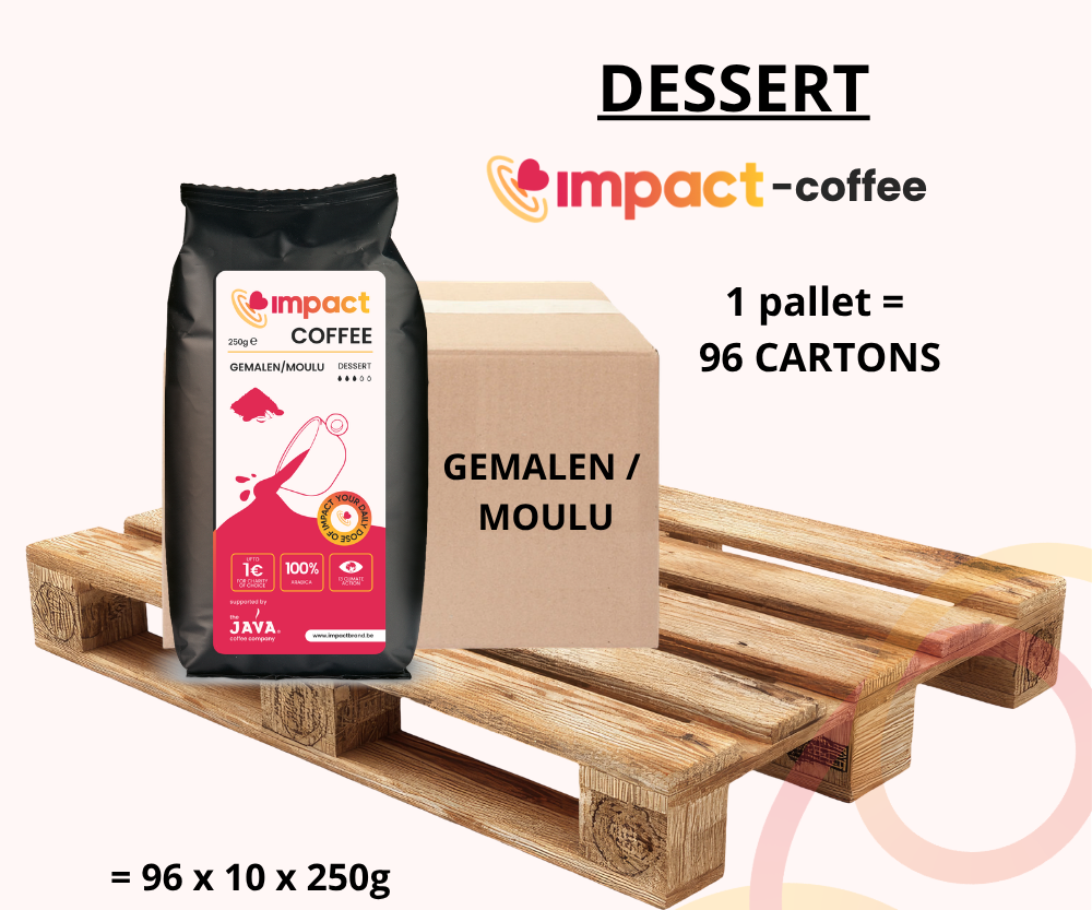 IMPACT-koffie Dessert · Gemalen — pallet 96 × 2,5 kg